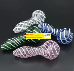 Beautiful Ribbon Glass Pipes Hand Pipe Hookah Smoking Tobacco Hand Pipes Spoon Dab Rigs Glass Bubbler