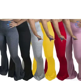 Женщины одеваются в брюки с расщеплением широкие ноги повседневные плюс размер эластичные леггинсы с высокой талией брюки колокольчики дно драпированные спортивные штаны бегуна