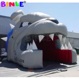 wholesale Cute giant outdoor inflatable bulldog tunnel animal mascot head entry channel football helmet tent for sports events