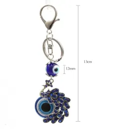 Keychains Lanyards L Creative Evil Eyes Keychain Peacock Hanging Decor Handcraft Key Holder Good Luck Devils Blue Car Pendant Bag Drop Amuwf