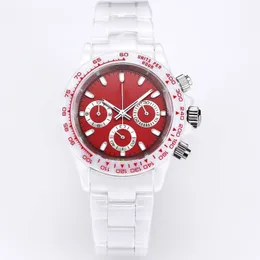 Watch Mens Watches 43mm Red Watch Quartz Movement Wristwatch Sapphire 손목 시계 패션 시계 세라믹 스트랩