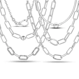 Strängar strängar original halsband 925 Sterling Silver Me Link Snake Chain Necklace For Women Fit Original Charm Pärlor DIY Making Jewelry Gift 230404