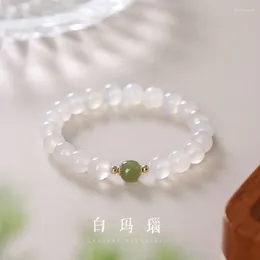 Bracciale originale in giada Hetian con agata bianca naturale