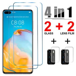Защиты экрана сотового телефона 4IN1 Защитное стекло для Huawei Y6P Y8P Y7 Y9 2019 Y7P Y9S Y6S Camera Lens Protector для Huawei P30 Lite P40 Pro Glass P230406