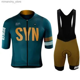 Bisiklet Jersey Setleri Biehr Erkek Yaz Bisiklet Jersey Takım Bisiklet Giysileri Hızlı kuru ropa Ciclismo Maillot Bisiklet Giysileri Seti Şort Bib Jel Pad Q231107