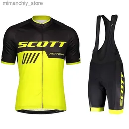 يدور جيرسي لركوب الدراجات Scott Pro Men's Cycling Jersey Set Summer Cycling Clicking Mtb Bike Clothes Maillot Ropa ciclismo Cycling Bicyc Suit Q231107