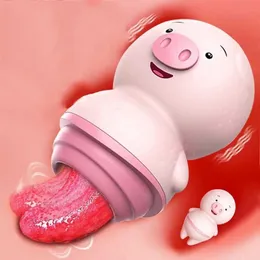 Sex toy massager Female Tongue Licking Vibrator Anal Clitoris Stimulator Nipple Massager Soft Cute Pig Masturbator Erotic Machine Sextoys