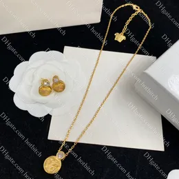 Designer Gold Anhänger Halsketten Frauen Goldmünze Ohrringe Modeschmuck Sets Geschenk für Frauen Geburtstagsgeschenk