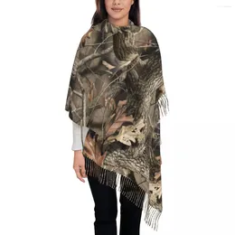 Lenços Real Árvore Camuflagem Tassel Scarf Mulheres Soft Camo Shawl Envoltório Feminino Inverno Outono