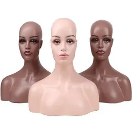 Female Realistic Fiberglass Dummy Mannequin Head Bust For Lace Wigs Display Makeup Double Shoulder Model Head4501088