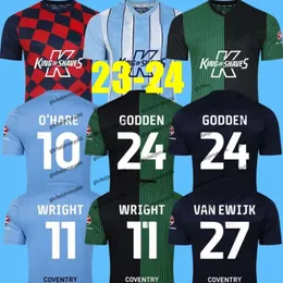23 24 Coventry City Futebol Jerseys O Hare Sheaf Gyokeres Godden Hamer 2023 2024 Home Blue Men Kids Kit Camisas de futebol Tops Camiseta de _Jersey