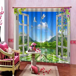 Curtain Window Curtains Green Scenery 3d Bay Balcony Thickened Windshield Blackout