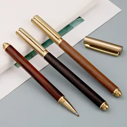 Caneta de madeira caneta de caneta executiva de estilo de copper canetas de canetas de bola de madeira personalizada grava de gravação de bola de bola com clipe de bolso