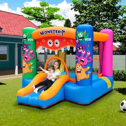 Uppblåsningsbar Moonwalk Bounce House för barn Monster Bouncer Jumper Hopping Jumper Castle med Air Blower Summer Födelsedagsfester utomhusspel kul i trädgård inomhus