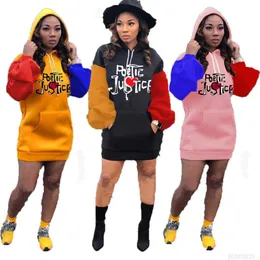 Women Casual Dress Hooded Long Sleeve Contrast Embroidery Puff Sweater Dresses Fall Ladies Fashion Skirt