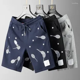 Pantaloncini da uomo Racchetta da tennis di tendenza del marchio ricamato per pantaloni estivi in cotone traspirante sportivo coppia casual
