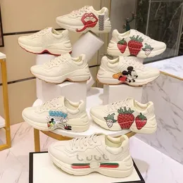 Tasarımcı Rhyton Rahat Ayakkabılar Çok renkli Erkek Kadın Sneakers Baba Eğitmenler Vintage Hakiki Deri Chaussures Ayakkabı Artış Platformu Eğlence Sneaker boyutu 35-46
