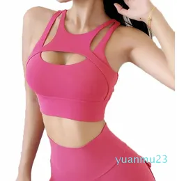 Yoga Outfit Sexy Women's Sports Bra Women Tight Elastic Gym Vest Sport Bras Bralette Crop Top Hollow Out Chest Pad Removable Sportwear