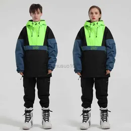 Other Sporting Goods Ski Suit Men Women Hip-hop Candy Color Windproof Waterproof Color Matching Snow Ski Snowboarding Jacket Pants Suit Set HKD231106