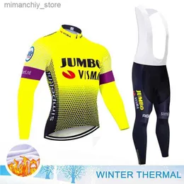 يدور جيرسي لركوب الدراجات في فصل الشتاء ملابس Tricuta Man Compte 2024 Jumbo Visma Sports Set Jersey Mtb Men's Bike Costume Bib Bycic Ma Pro Q231107