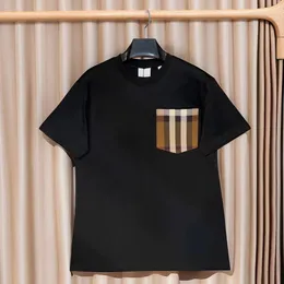 Men's designer T-shirt Casual fashion street men's and women's black and white pocket plaid short sleeve top selling luxury men's hip hop clothing