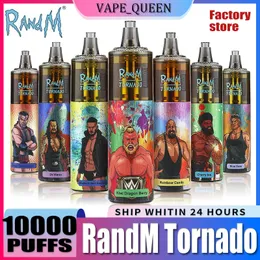 Original RandM Tornado 10000 Puffs Einweg-Vape-Stift E-Zigarette wiederaufladbarer Akku Airflow Control Mesh Coil 20 ml 1100 mAh 10K Big Vapor Kit Vape 10000