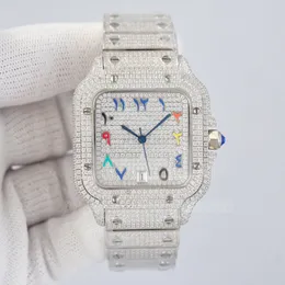 Hip-hop tasarımcısı Erkekler lüks tam elmas saatleri 4555pcs moissanite elmas kol saati otomatik 8215 hareket 40mm 904 paslanmaz çelik orologio di lusso