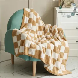 Downy Checkerboard Plaid filt fluffig mjuk casual soffa tv -kast filt rum dekor säng sängöverdrag täcke filtar