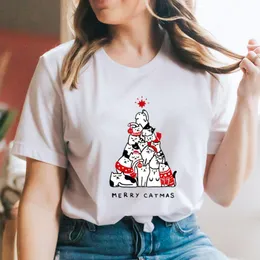 Damen T-Shirts Merry Catmas Christmas Shirt Ankunft Baumwolle Frauen T-Shirt Unisex Lustige Herbst Winter Casual Kurzarm Top Jahr T-Shirt