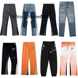 Дизайнерские джинсы мужские джинсы брюки для женщин и мужчин ретро уличные джинсы брызги чернил граффити монтаж уличная одежда джинсы унисекс брюки для бега мужские брюки размер S-XL