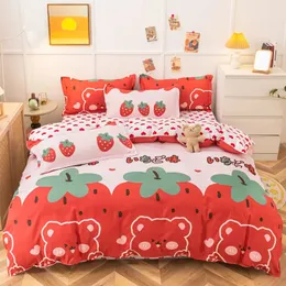 Bedding sets UPZO Strawberry Double Sheet Soft 3/4 Piece Duvet Cover Large Children's Home Comfort Set 231106