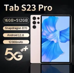 Tablet S23 New Pro Android12 الإصدار العالمي 12GB 512GB Snapdragon888 Tablet PC 5G بطاقة SIM Dual WiFi HD 4K PAD 10000MAH Netbook