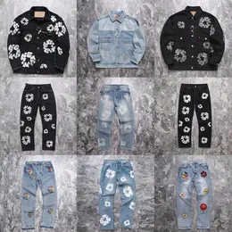 Erkek Kot High Street Tasarımcı Denim Gözyaşları Yığılmış Jeansbiker Erkekler İçin Uygun Erkek İnce Boyalı Yama Ceketleri Dış Giyim L9QX#