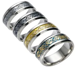hübscher Edelstahlring Herrenschmuck Vintage Gold Dragon 316L für Männer Lord Wedding Male Luxury Band Ring für Liebhaber Männer Rings7059008