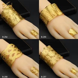 Bangle Aniid Dubai Chain Cuff Bangle With Ring For Women Marockan Plated Armband smycken Nigerian Wedding Party Gift Indian Armband 230404