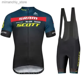 جيرسي لركوب الدراجات Scott 2023 Summer Cycling Clicking Men Cycling Jersey Set Short Seve Road Bike Stirts Bicyc 19D Bib Shorts Mtb Road ROP Q231107