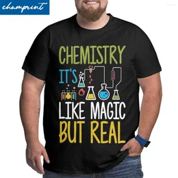 メンズTシャツ科学Tシャツ男性化学のためのTシャツ魔法のようなものですが、本物のコットンビッグトールティーシャツクルーネックプラス5xl 6xlトップス