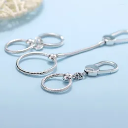 Keychains Simple 925 Silver Color Moment Key Ring Small Bag Charm Holder Fit Original Märke för kvinnliga smycken gör gåva