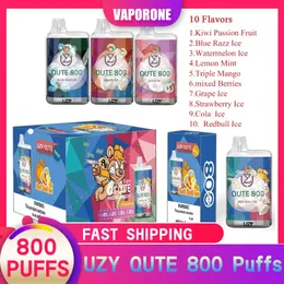 Autentico UZY QUTE 800 Puffs 10 gusti penna vaporizzatore usa e getta 0%2% 3% 5% forza 3ml vaporizzatore pod preriempito 5