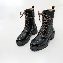 Kvinnors designer stövlar utskrift martin booties plattform arbeta stövels snö boot brun svart vit ankel stövlar vinterskor