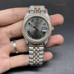 Mäns automatiska mekaniska klocka Bi-Rose Guld rostfritt stål Diamond Watch 2 Stone Diamonds Bezel Boutique Men's Fashion Wristwatch