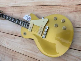 Standard-E-Gitarre, goldene Decke, gelber Boden, P90-Tonabnehmer, ab Lager lieferbar,