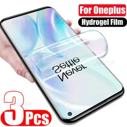 واقيات شاشة الهاتف الخلوي 3pcs فيلم هيدروجيل لـ OnePlus 7 8 9 10 7t Pro 5 5t 6t 9r 9e 9e