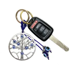 حبلات مفاتيح Lanyards L Lucky Tree of Life والحكمة مع Evil Eye Luck Luck Keychain Ring Sharms for Protect