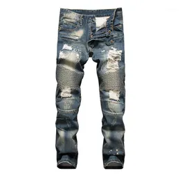 Jeans da uomo Distressed Drop 2023 Biker strappato elasticizzato da uomo Hip Hop con pantaloni in denim punk con fori