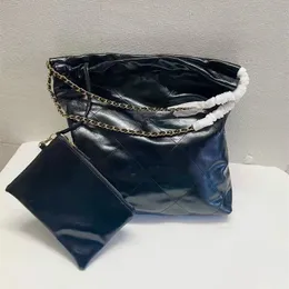 Beuteltasche aus Draht und Metallkette mit Diamant-Karomuster, hochwertiger Bastel-Müllbeutel, einfarbig in Schwarz oder Weiß mit goldener Kette