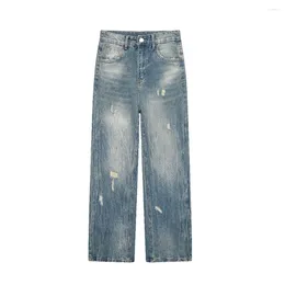 Женские джинсы, винтажные потертые рваные джинсовые брюки с потертостями для женщин и мужчин, готические эстетические брюки, зимняя одежда, уличная одежда