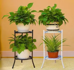 Blackwhite Metal Floor Twolayer Elegant Metal Plant Stand Shelf Flower Pot Rack Holder For Green Plant T2001043073586