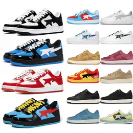 2024 Designer bapestar Low Platform Casual Shoes Men Women Shark Black White Camo Blue Green Pink Leather Mens Womens Trainers Outdoor Sneakers size 5.5-11