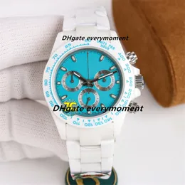 JC Factory Luksusowy Ceramiczny Chronograf 40 mm ETA7750 Automatyczne mechaniczne męskie zegarki gumowe 904L Sapphire Waterproof Rainbow Watch zegarek